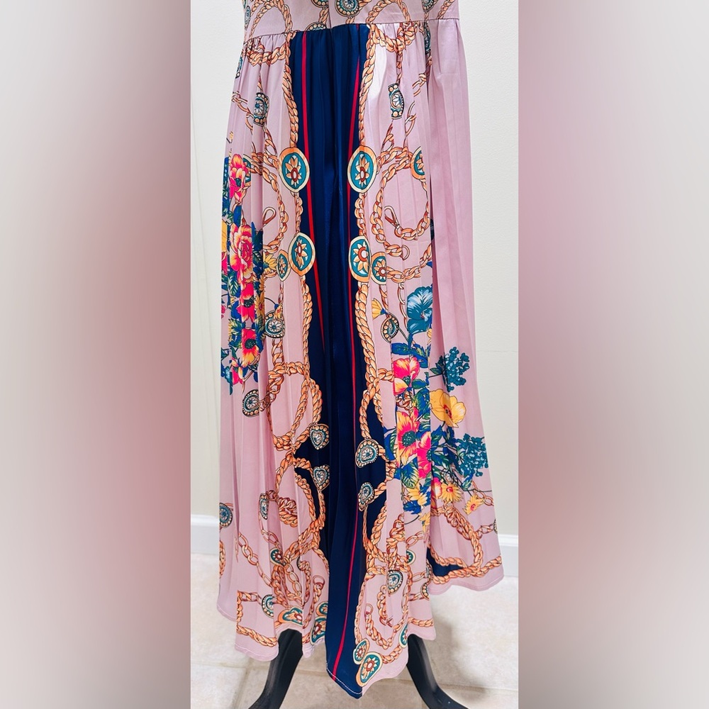 Dahlia Macphee Pink Floral  Pleated Midi Dress Lace Romantic Feminine Victorian - Picture 7 of 16